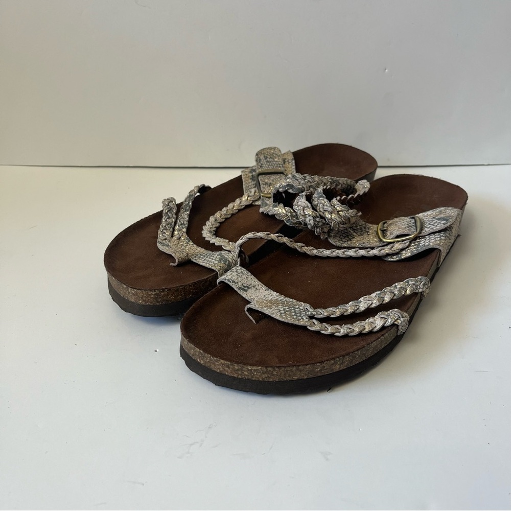 White Mountain Footbeds Faux Snakeskin Slip On Sandals